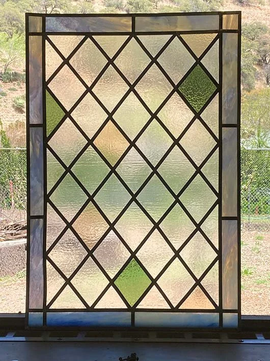 Tudor Diamond Stained Glass Window