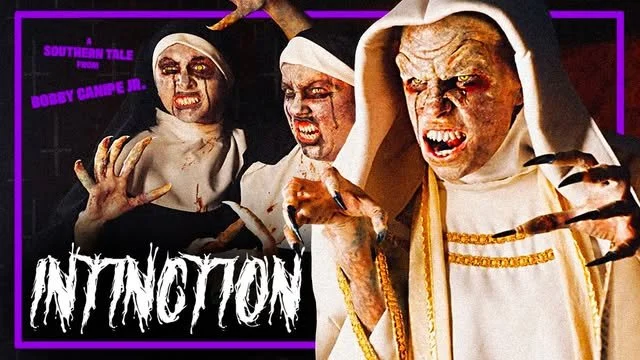 three demonic nuns with the Intinction logo, text inside thumbnail reads a southern tale from Bobby Canipe Jr.
