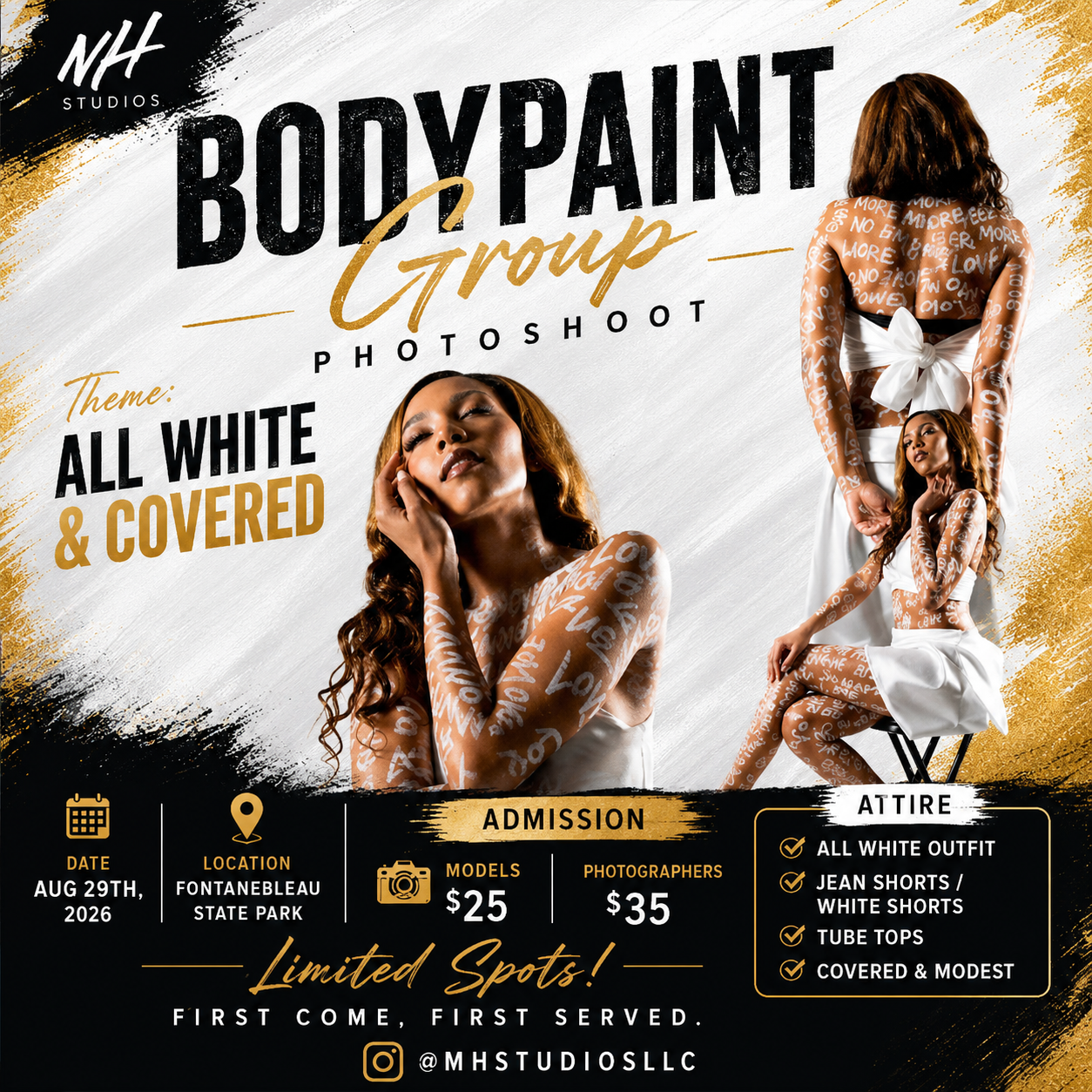 All white body-paint group event