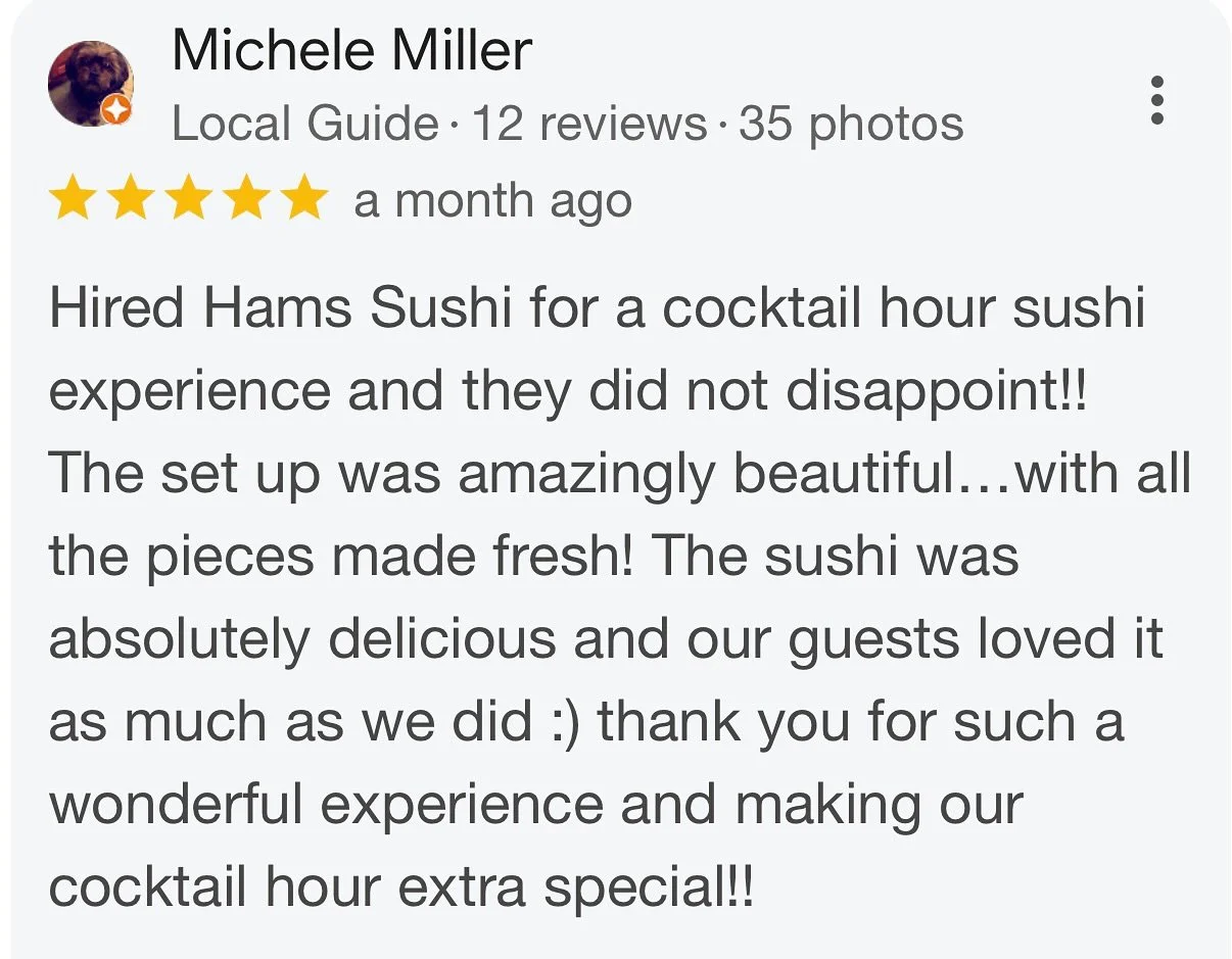 Thank you Michele ❤️🙏

#sushiparty #sushicatering #privatesushichef #newyork #offpremisecatering #privateparty #corporateevent