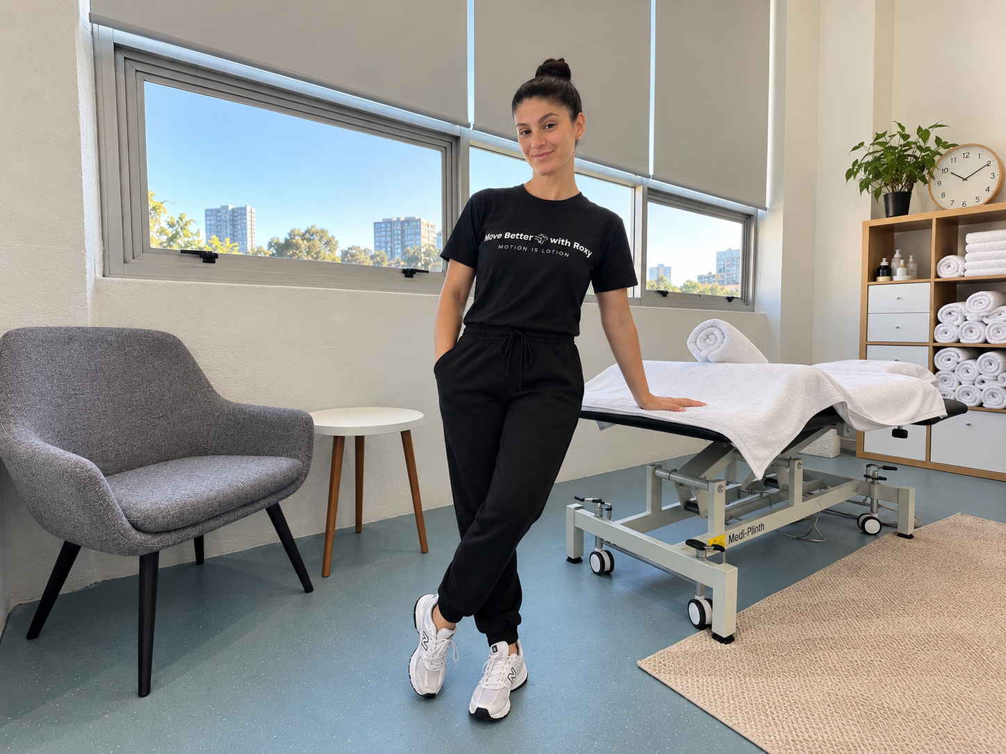 Roxy in her remedial and sports massage clinic in Teneriffe