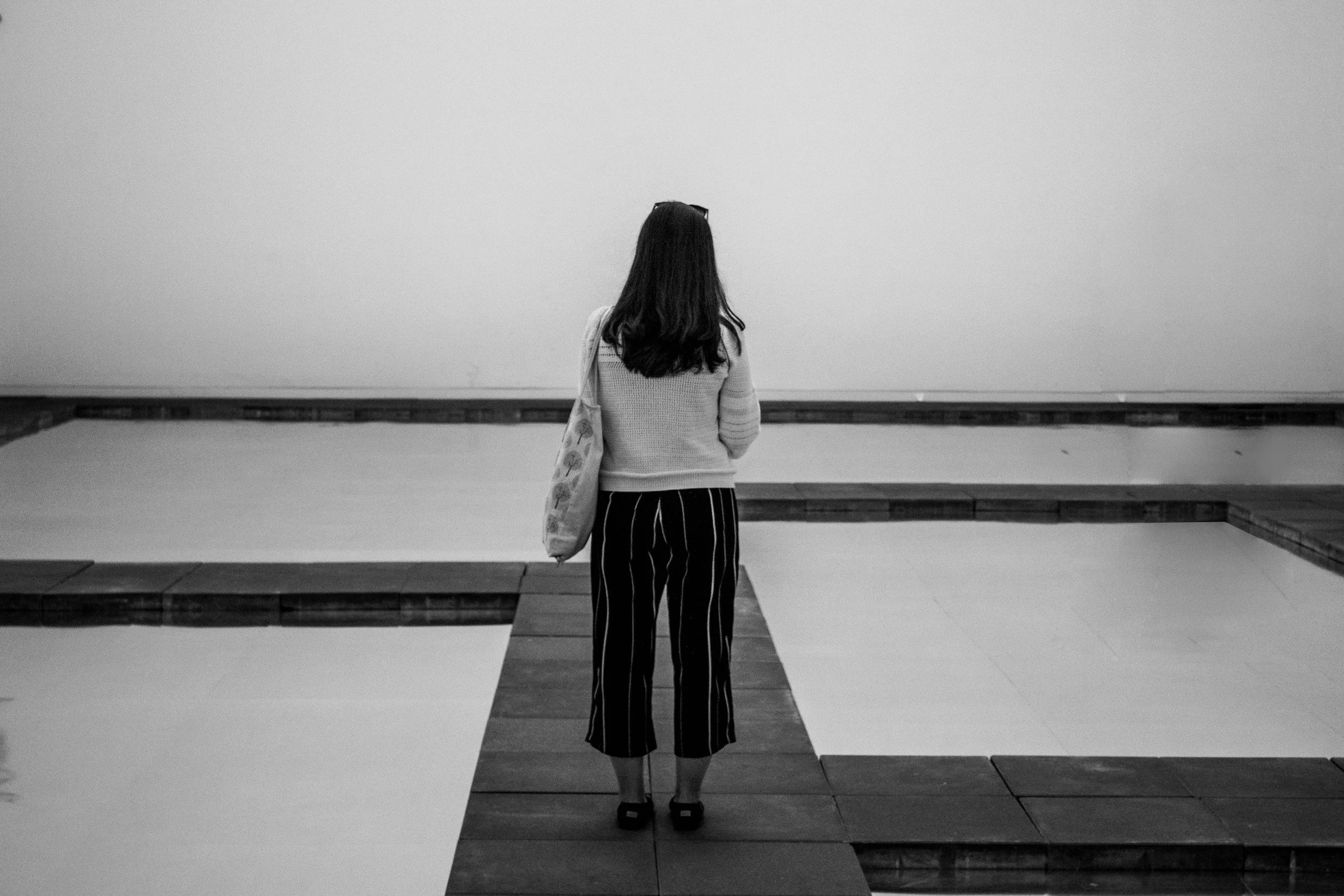 Black and white photo of woman