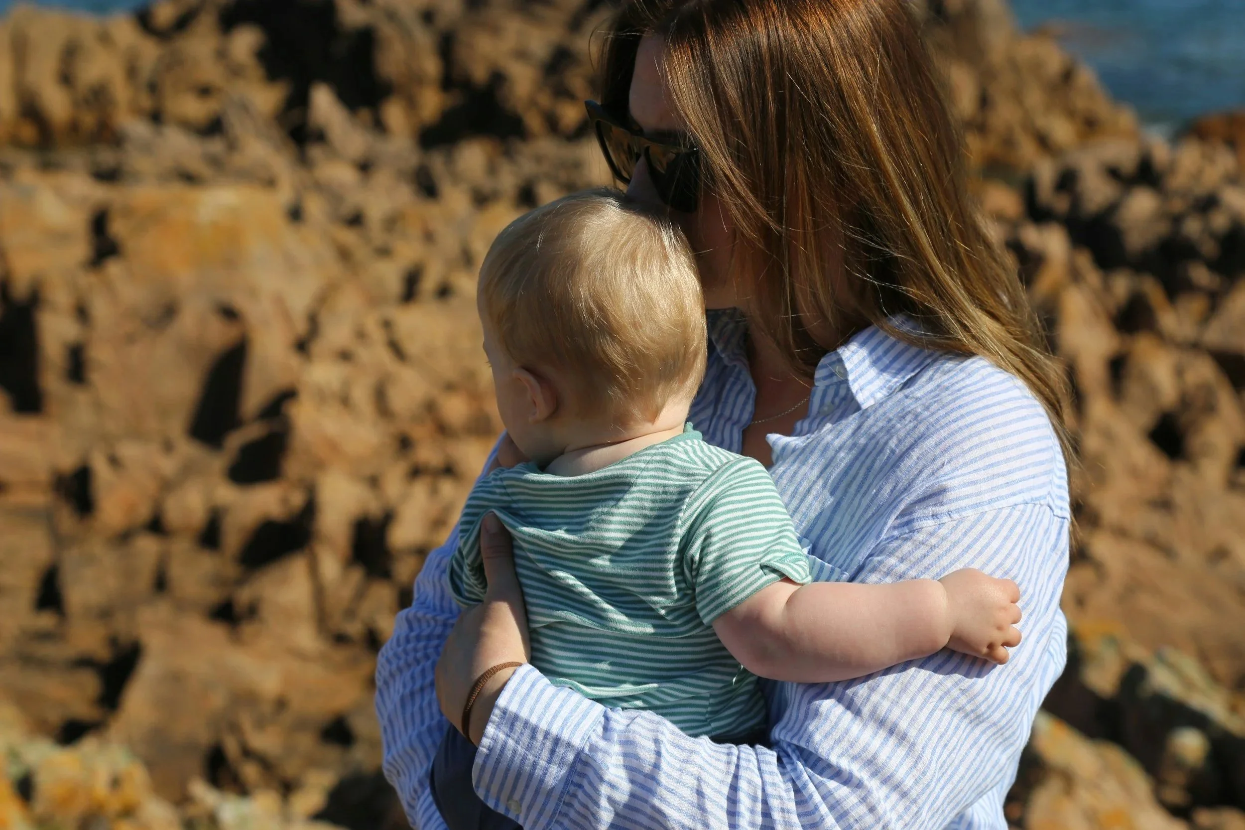 Mother and child outdoors