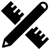 Icon of a pencil crossed with a ruler, indicating writing or drawing tools.