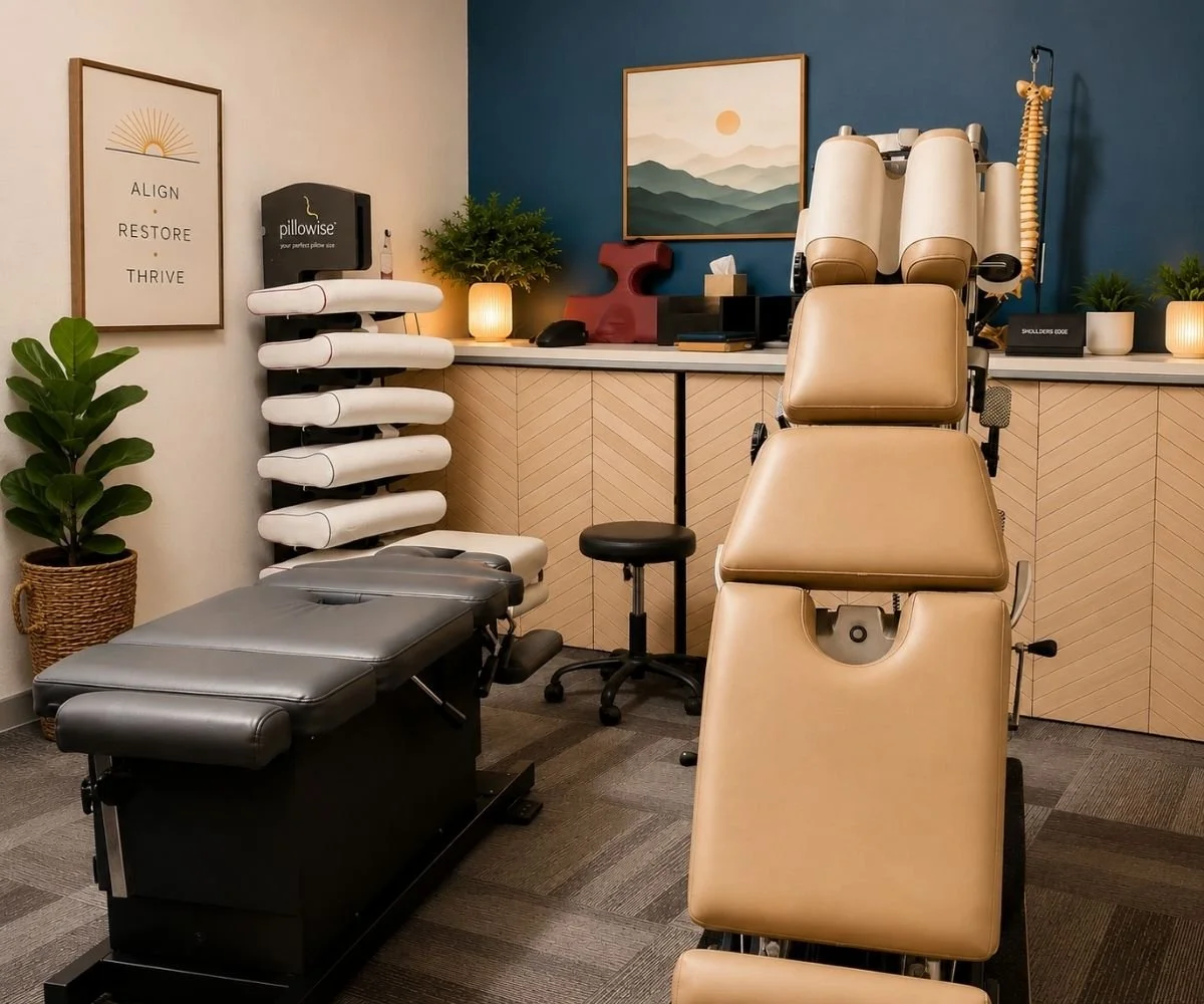 Chiropractic treatment room at Enlighten Integrated Health