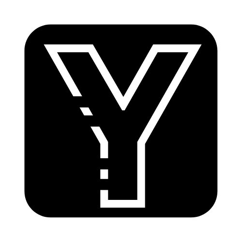 A black and white safety symbol with a large Y-shaped figure and a dotted line through the middle, indicating a caution or warning.