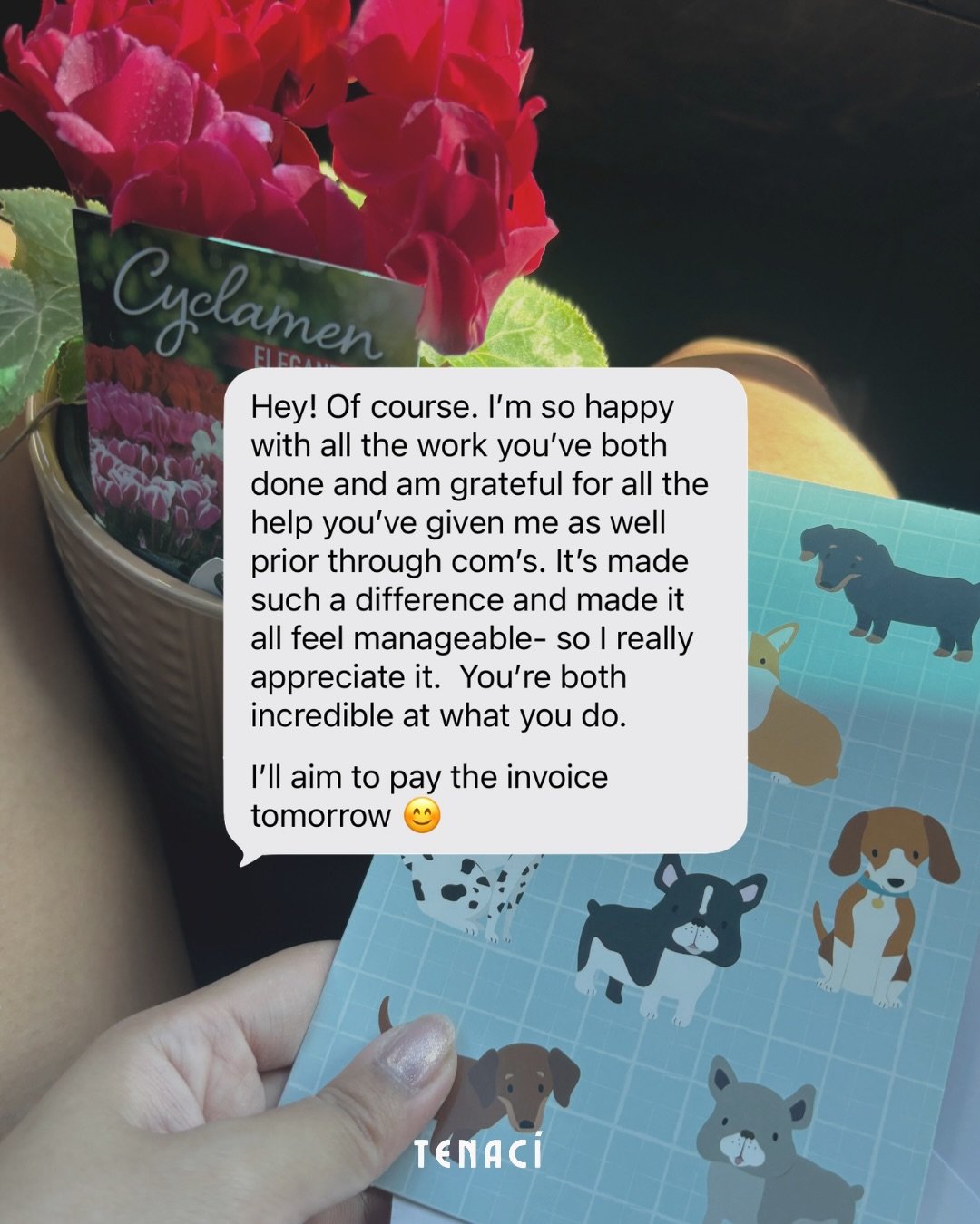 The kind of text we won&rsquo;t be able to stop thinking about 🥹 Feeling very lucky to have such wonderful clients 🍀