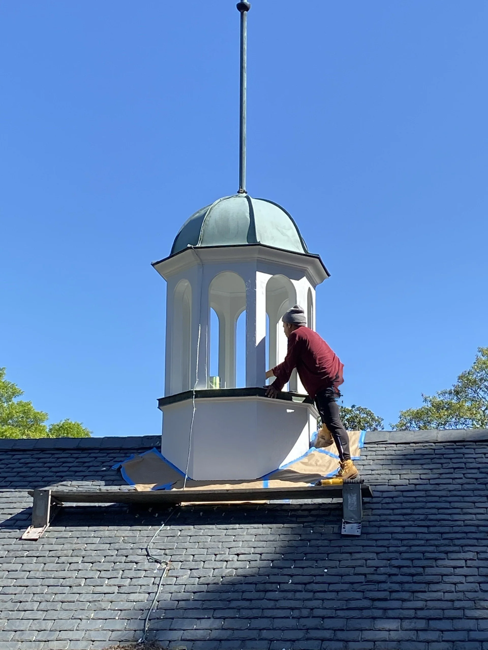 Copper Cupola Restoration and slate  repair