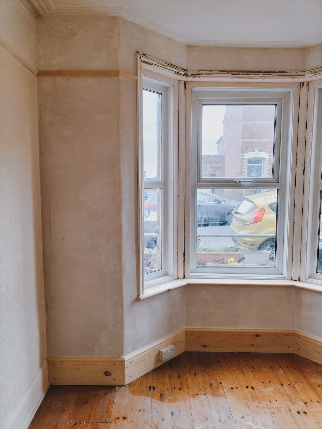 The walls after plasting in the house on Woodah Road in Exeter, Devon
