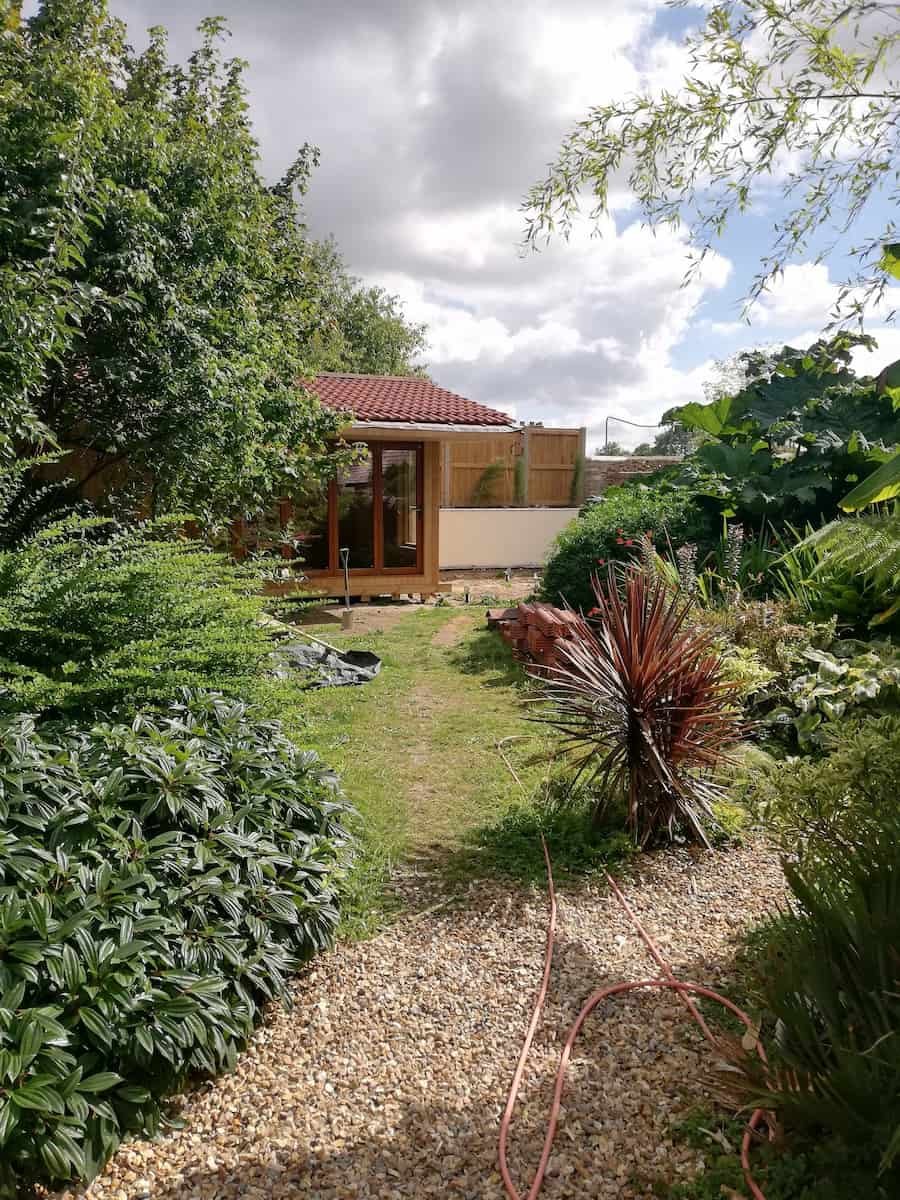 The site of the construction of the timber prefab garden studio in Didmarton, Gloucestershire