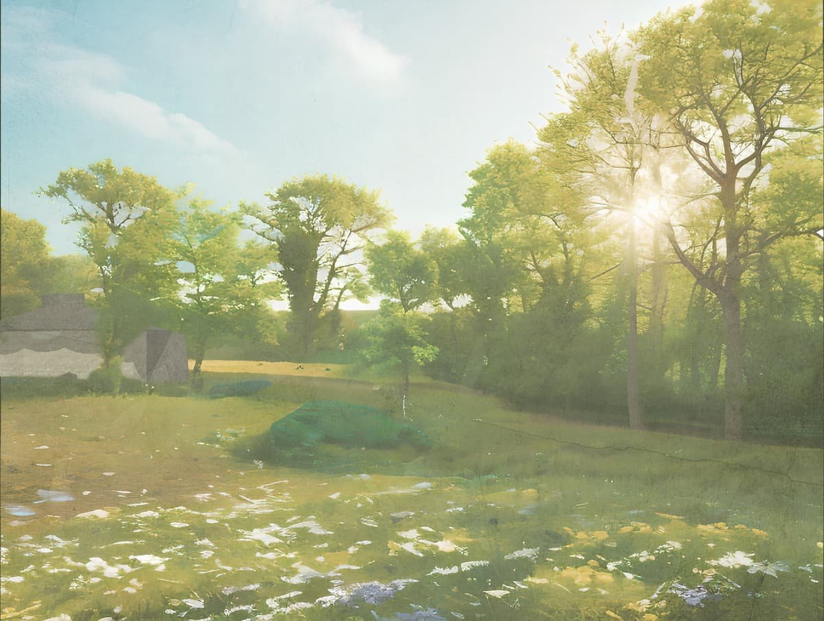 The scenery around the Woodshed Yoga Studio construction in Halwell, Devon