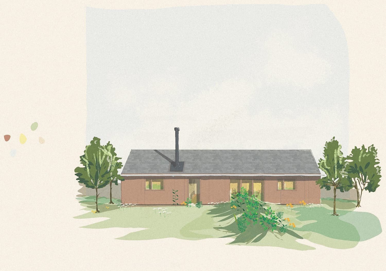 Architects drawings of the whole building of Jasmine Cottage in Bradworthy, Devon