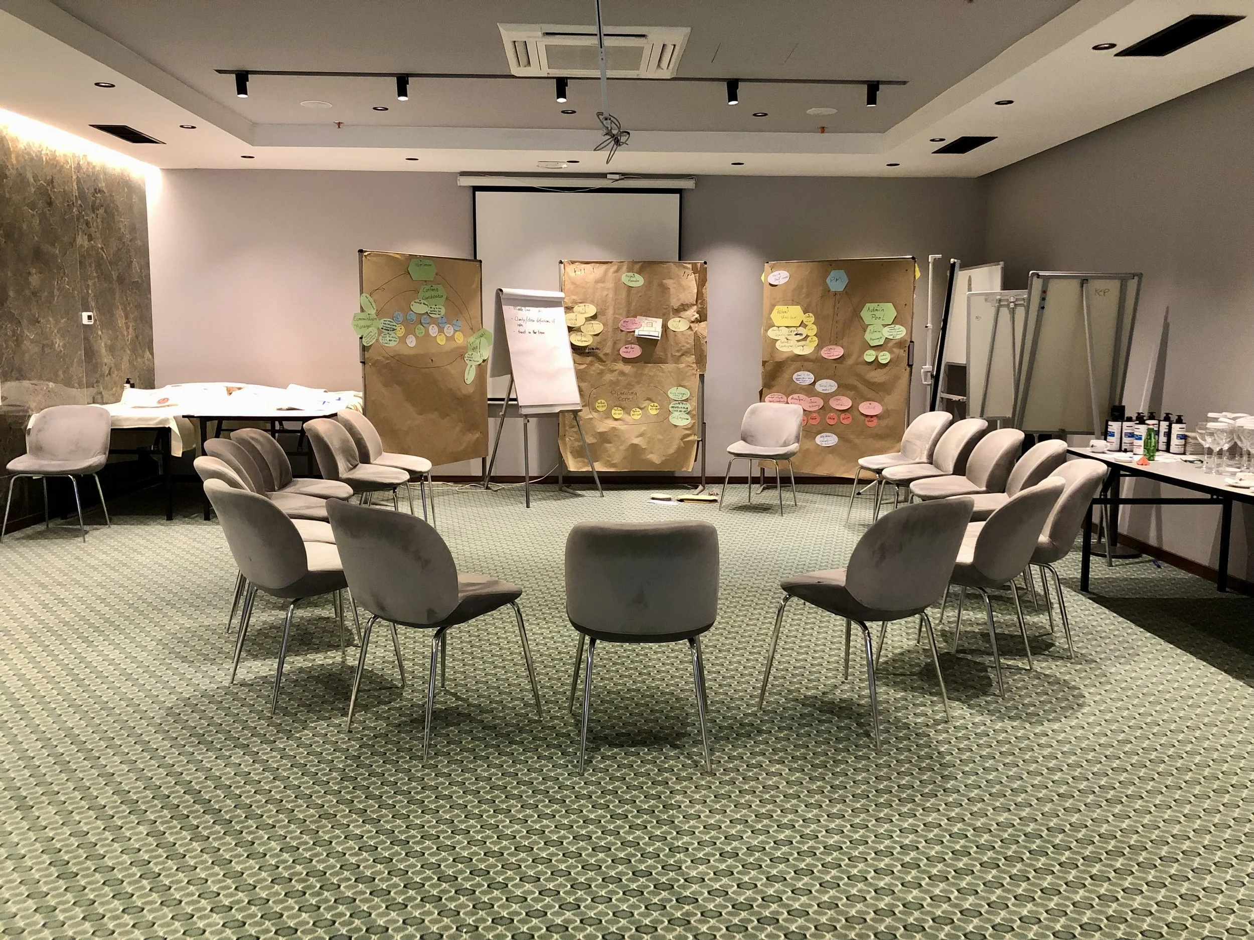 A typical small team workshop setup.