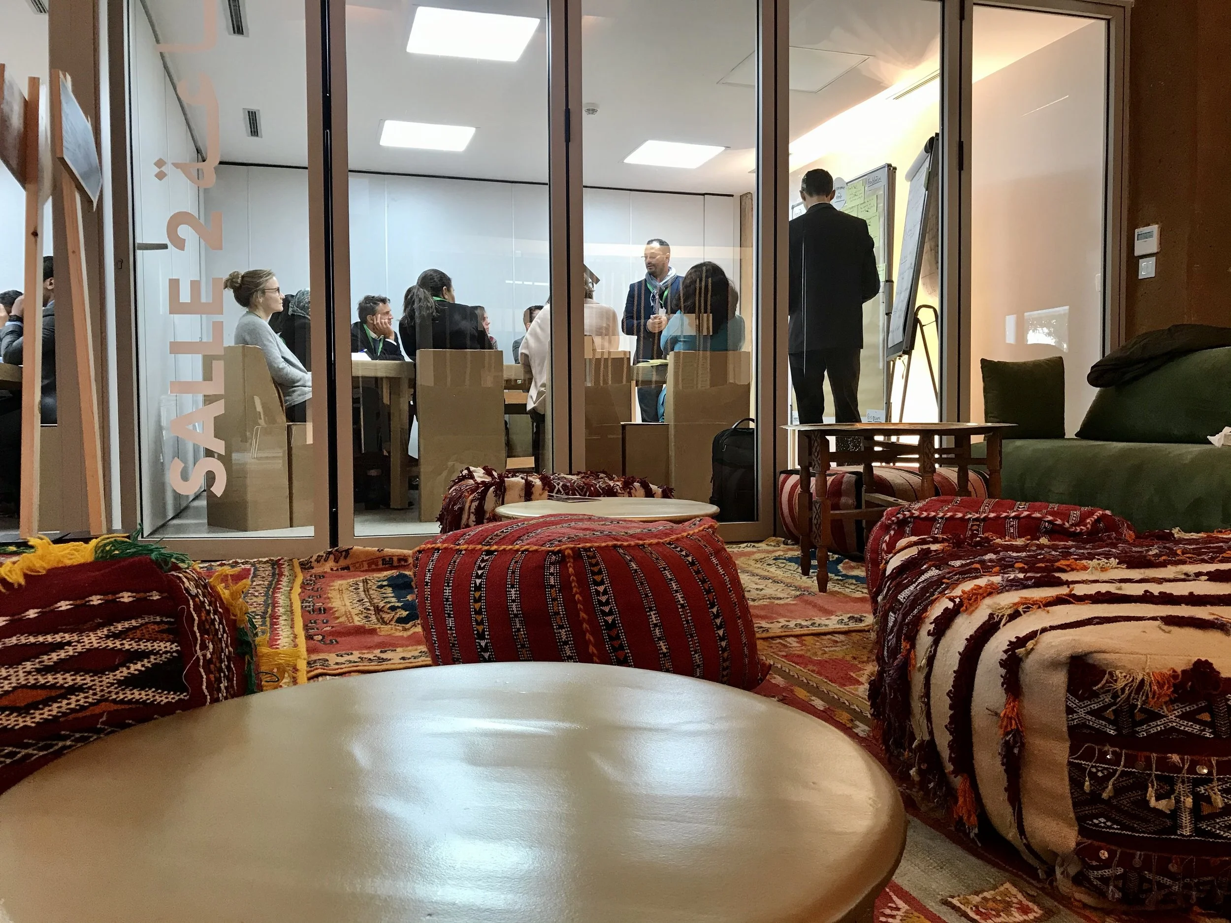 During a breakout session, a department works on internal challenges.