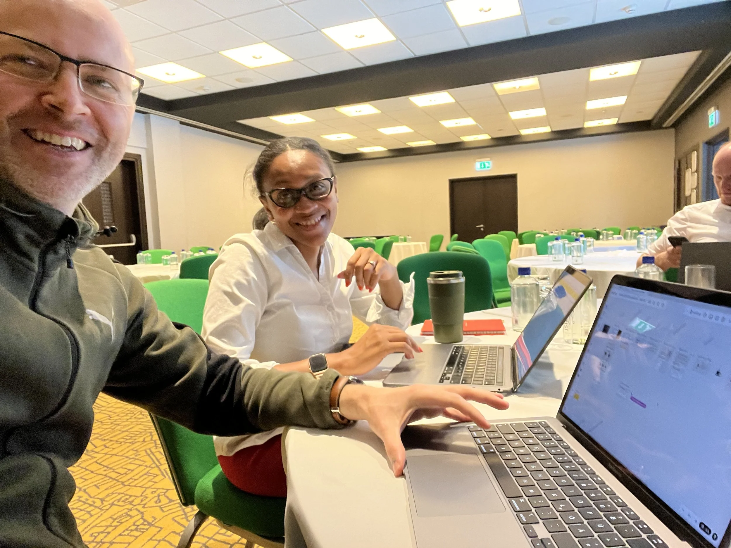 Walking through the workshop script and finishing the (virtual) materials on Miro with my Kenyan Colleague Joy.