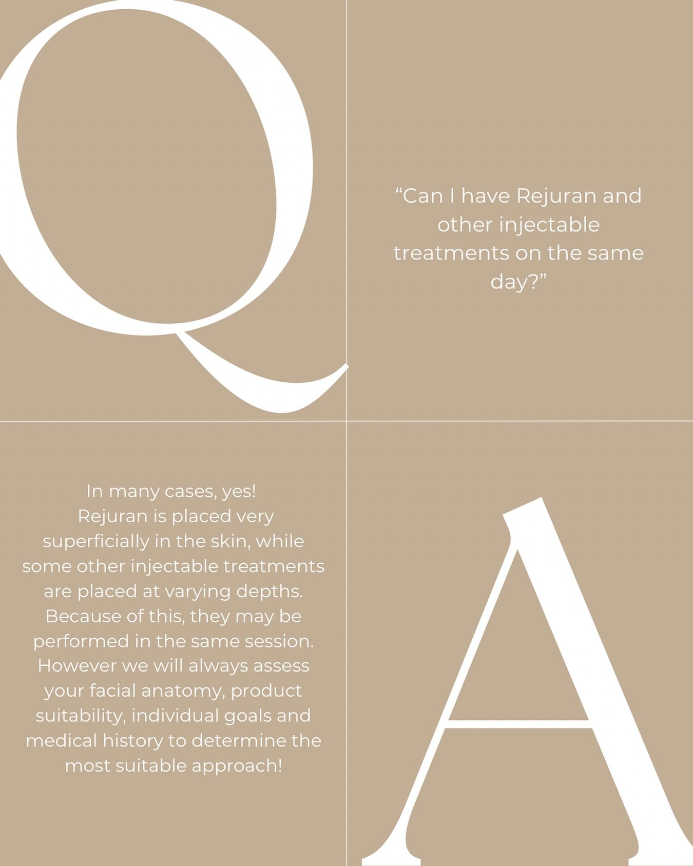 FAQ Friday ⁉️ 
One of the most common questions we get is:
&ldquo;Can Rejuran be combined with other injectables on the same day?&rdquo;

The short answer: sometimes, yes. Because Rejuran sits very superficially in the skin and other injectables are 