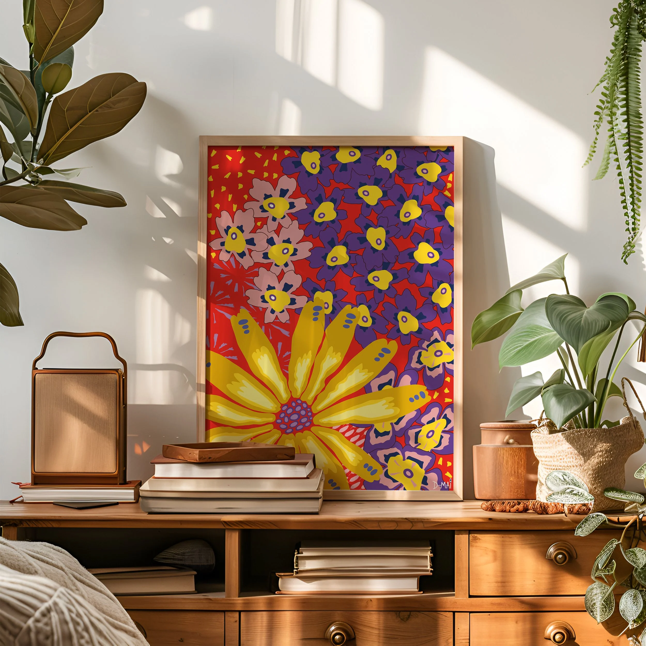 Fabulous Florals Art Print - red