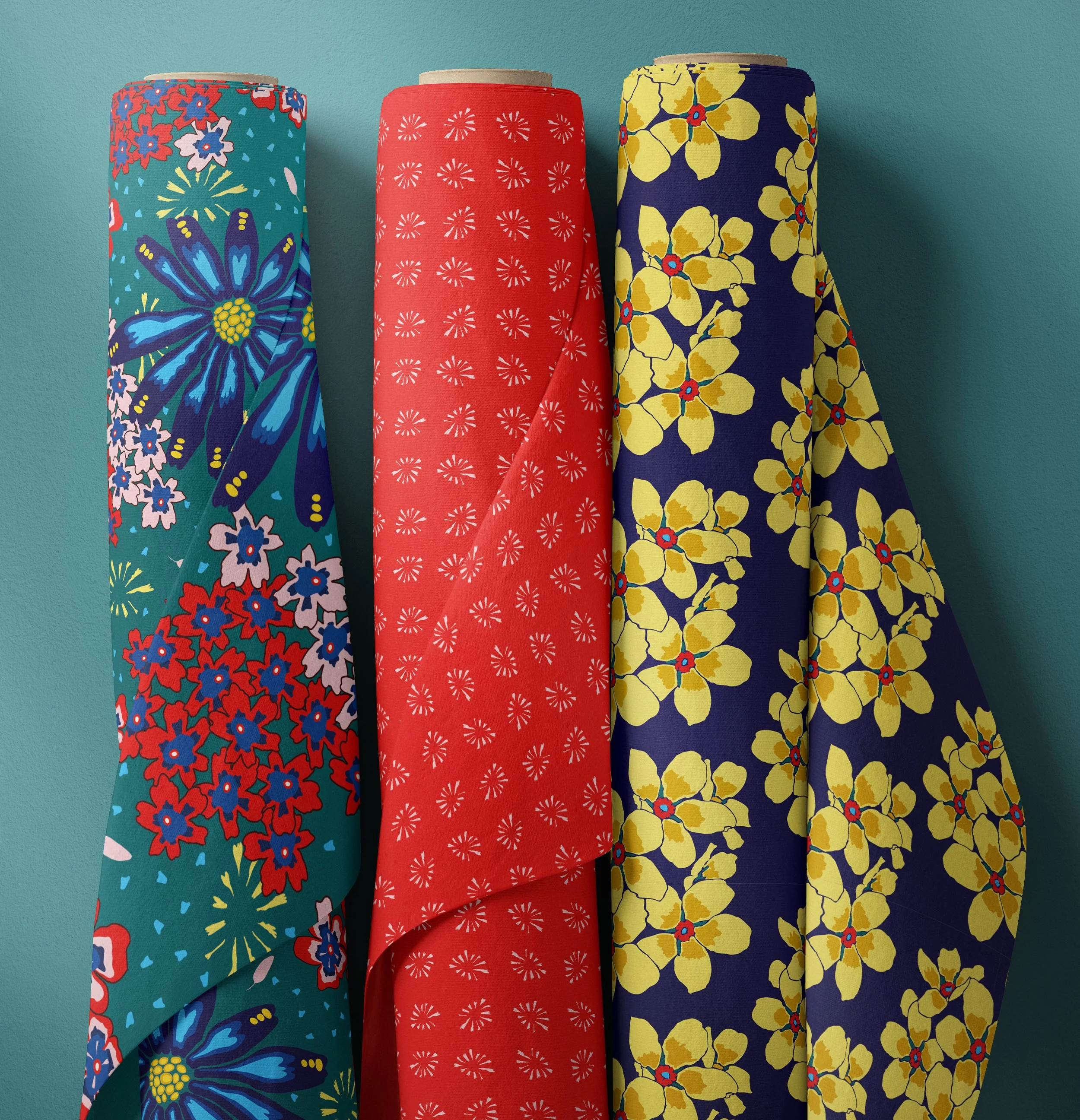 Fabulous Florals Fabric Teal