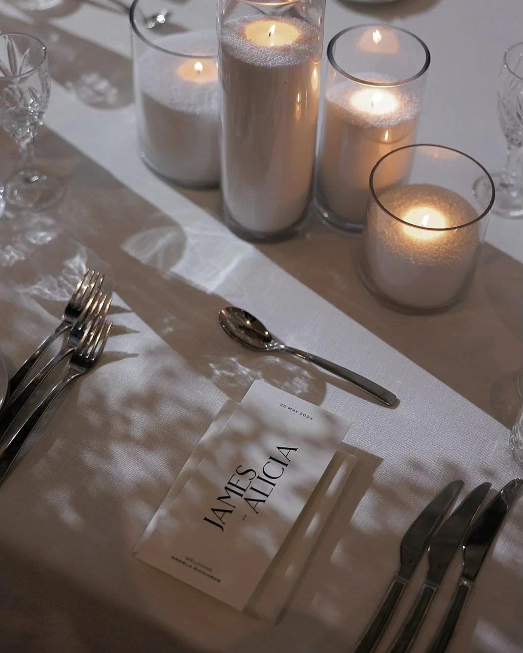 JAMES &amp; ALICIA | the details. 

#WeddingDetails #ModernWedding #ChicWedding #GreeneryAndSilver #CandlelitStyle #WeddingStyling #MinimalElegance #WeddingInspo #DetailsMatter #StyledToPerfection #WeddingPlanner #EventDesign #ModernRomance #RefinedS
