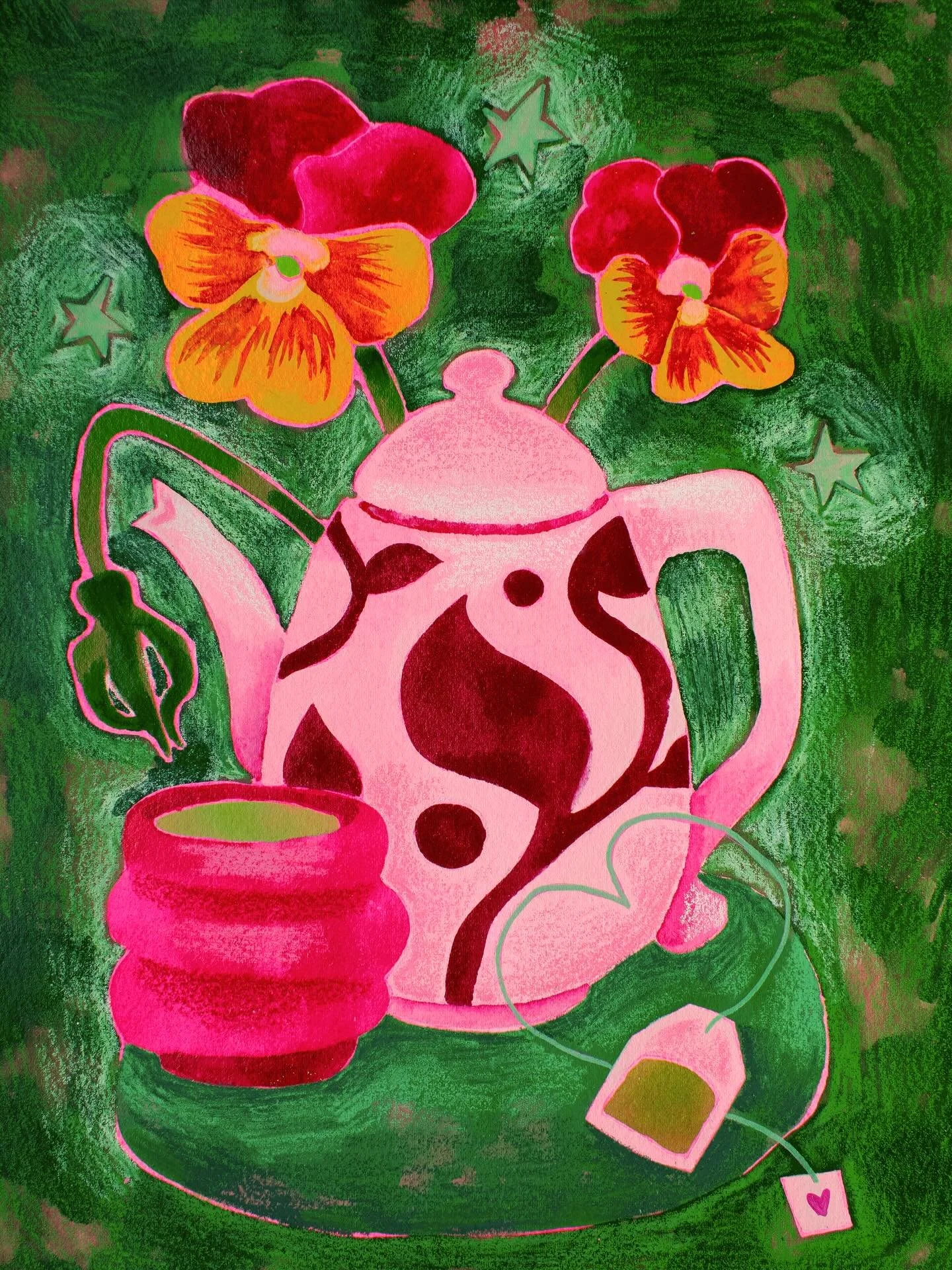 Sip sip 🫖🍃
&bull;
Aquarelle et crayon de couleur