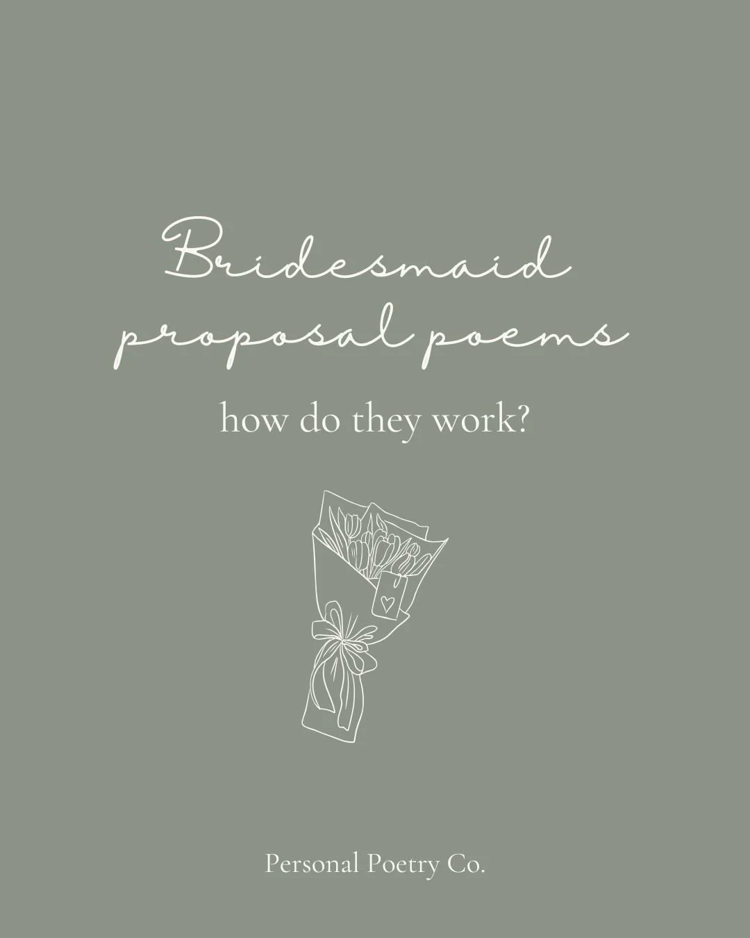Spotlight on ✨bridesmaid proposals✨

The CUTEST way to ask your maid of honour and bridesmaids to be by your side on your special day 🥹

We&rsquo;ll write you a personalised poem for each bridesmaid, including little details about them and your frie