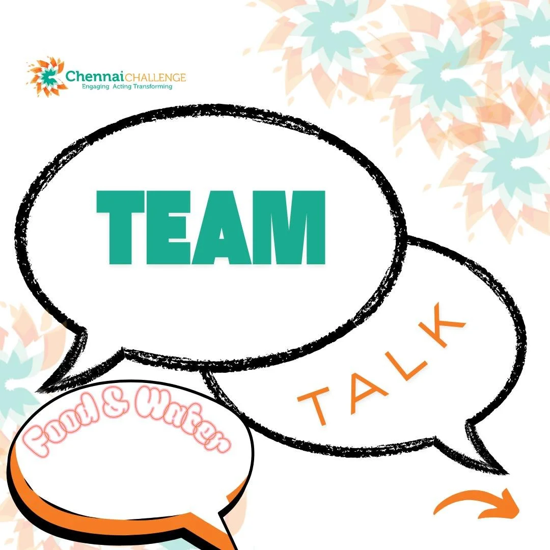 Our Team Talk is all about food and water this week, what to expect when we are in Chennai #chennaichallenge #teamtalk #stayhydrated #food #southindianfood