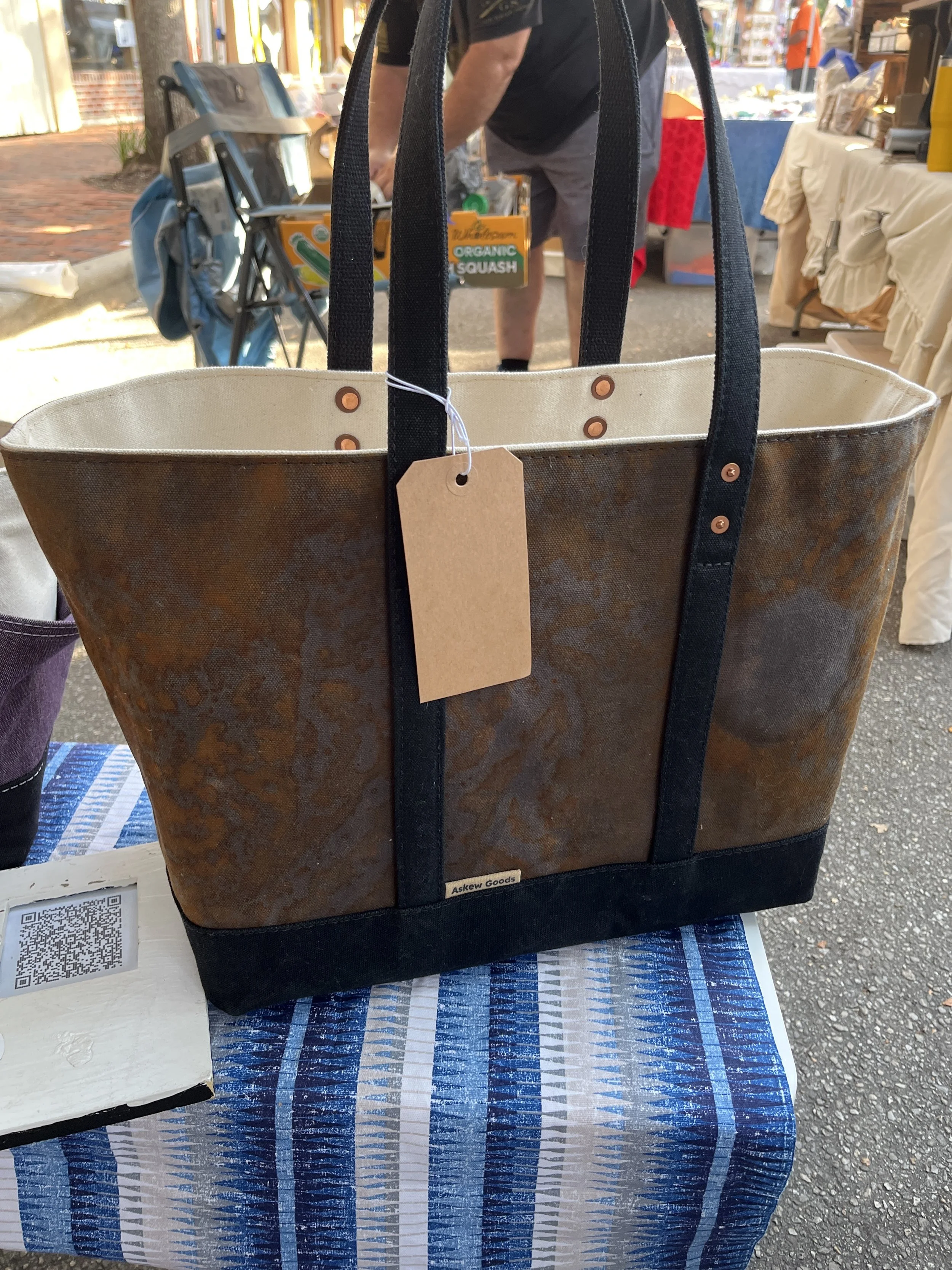 Rust-printed tote