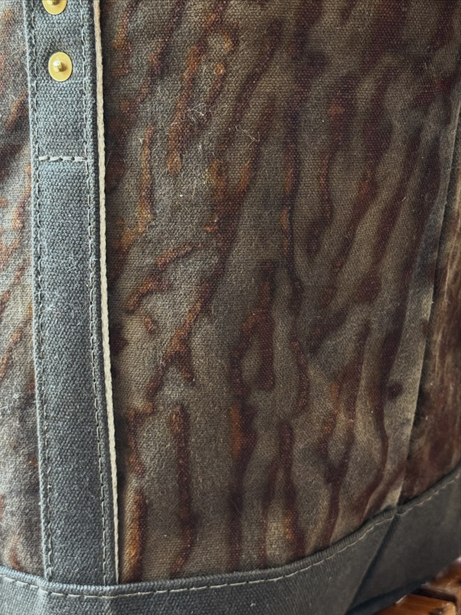 Velvety texture- rust printed tote