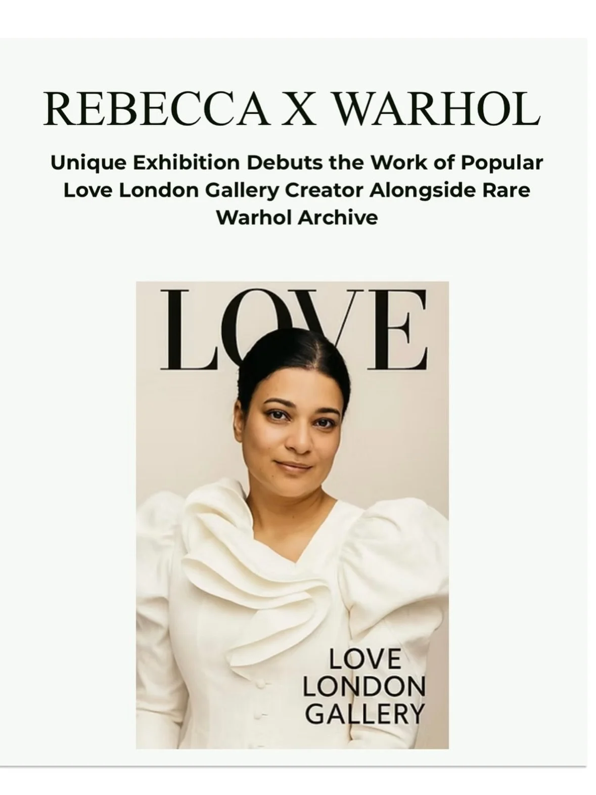 Love London Gallery is excited to announce its first exhibition, showcasing a unique debut of works by the Love London Gallery creator alongside a rare Warhol archive.

Hosted at 67 York Street Gallery

Open to the public: December 
&bull; 4th: 10:00