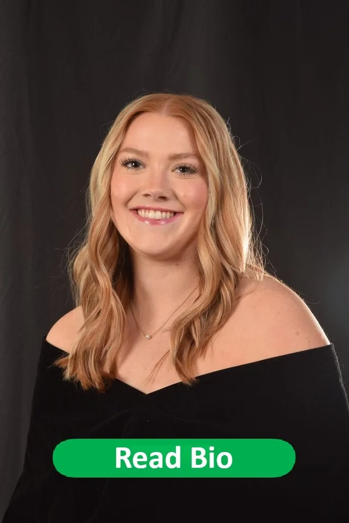 Personal trainer young blonde female with graduation picture and background