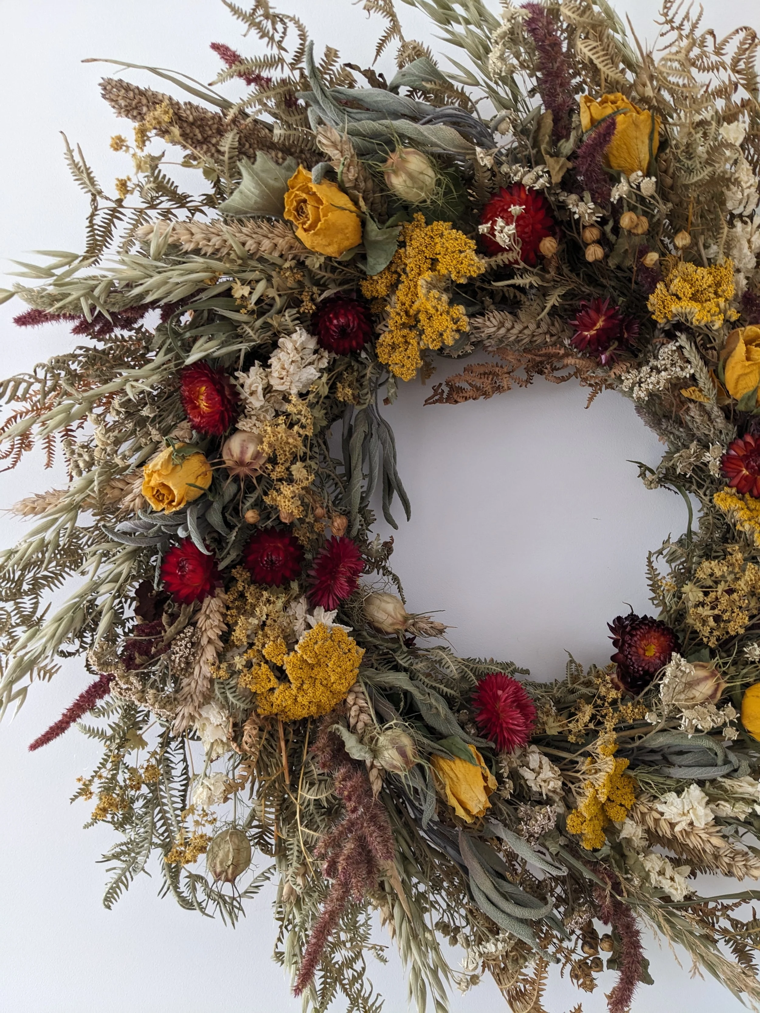 Everlasting Dried Flower Wreath In Autumnal  Colours
