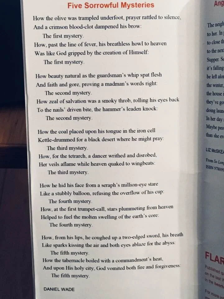 Poem 'Five Sorrowful Mysteries' published in 'FLARE'