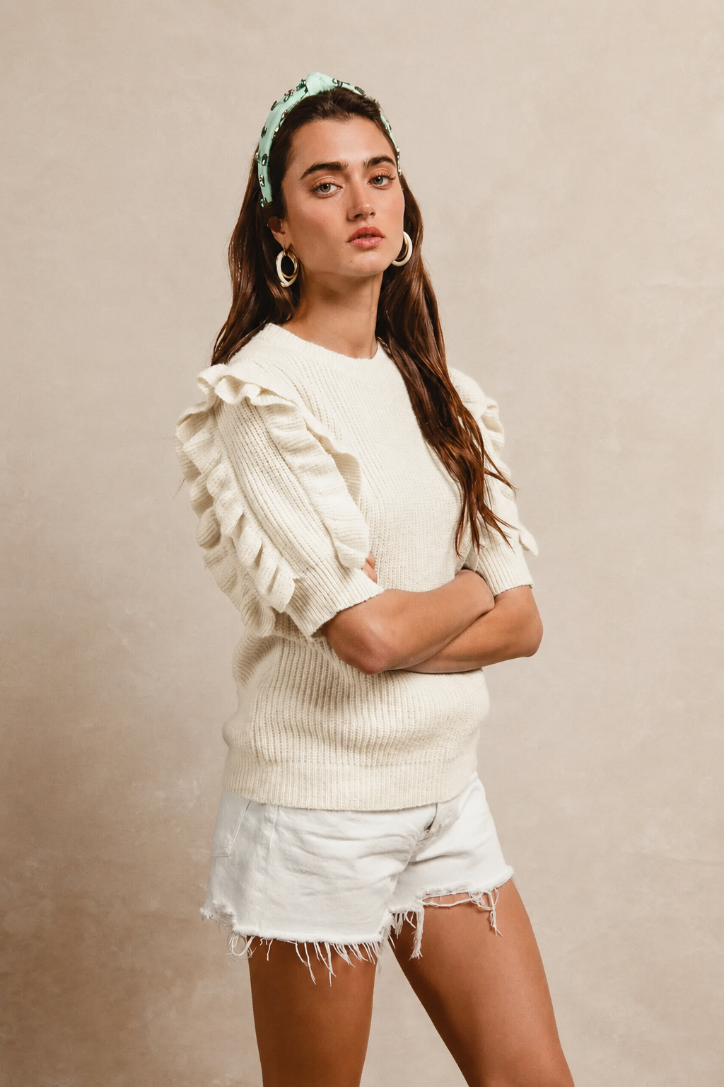 Bibi Ruffled Sleeved Sweater