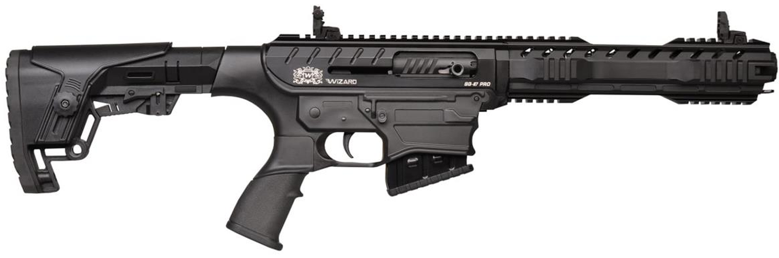 Sistema: Semiautomático operado a gas / Capacidad del cargador: 2+1 / 5+1 / 10+1 / Longitud del cañón: 20" / Peso: 3800 gramos