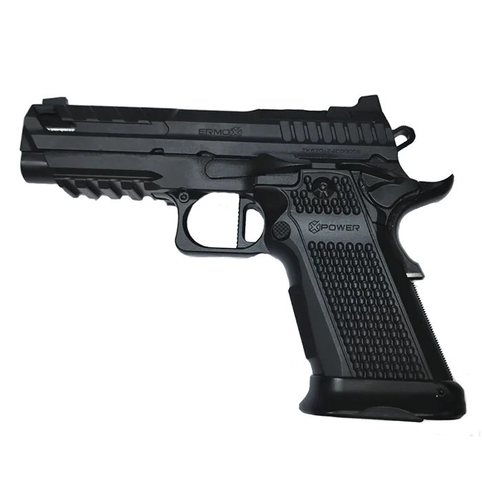 Calibre: 9 mm/Acción: Doble y simple con martillo externo/Cañón: 4"/ Peso: 1080 g /Funcionamiento: Semiautomático /Empuñadura: Aluminio