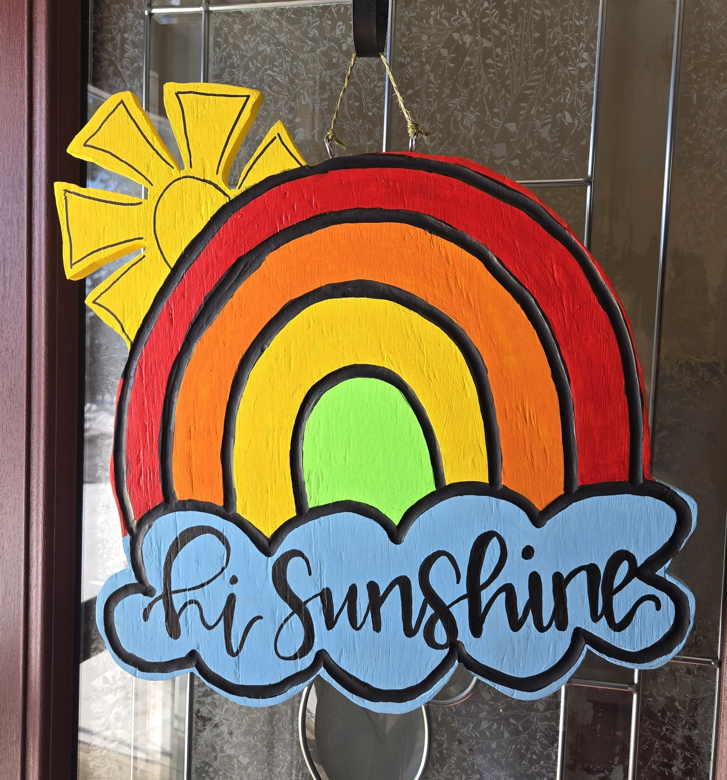Hello Sunshine Handmade Wooden Door Hanger/ Door Sign