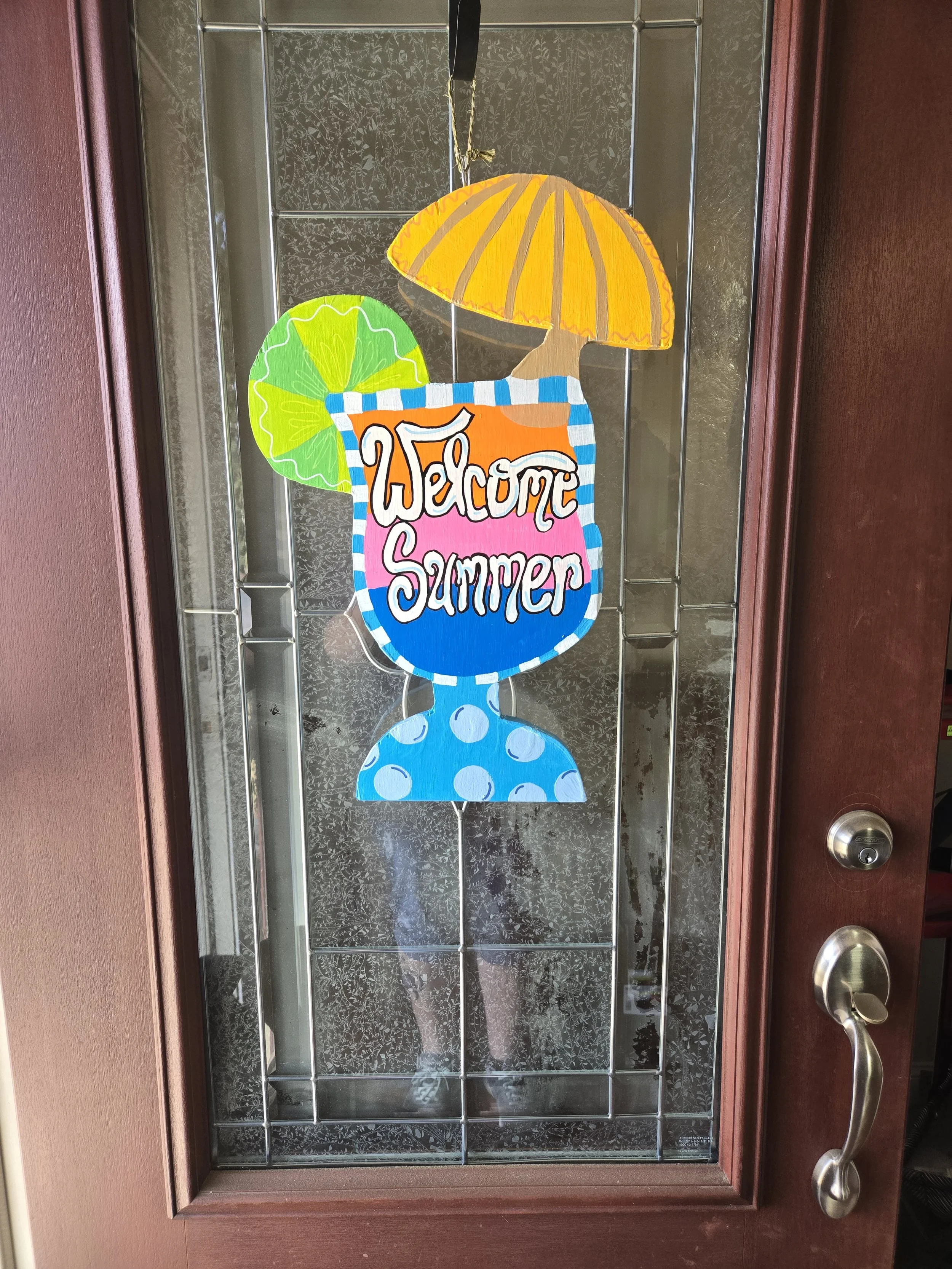 Wooden Welcome Summer Cocktail Door Hanger