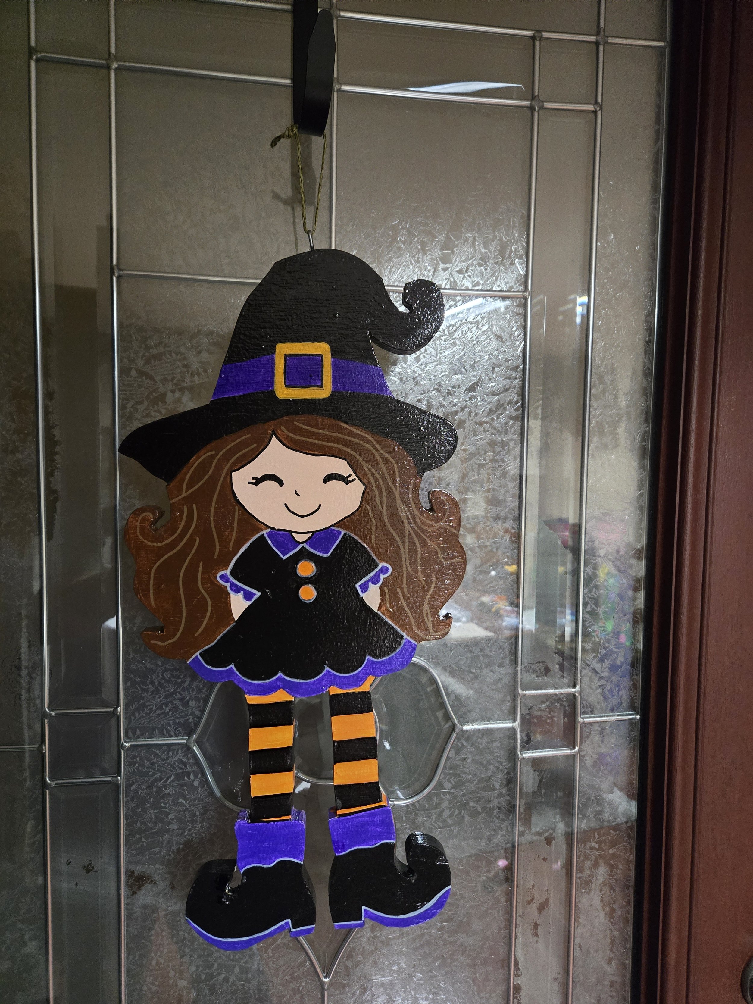 "Little Spellcaster" Hand-Painted Wooden Witch