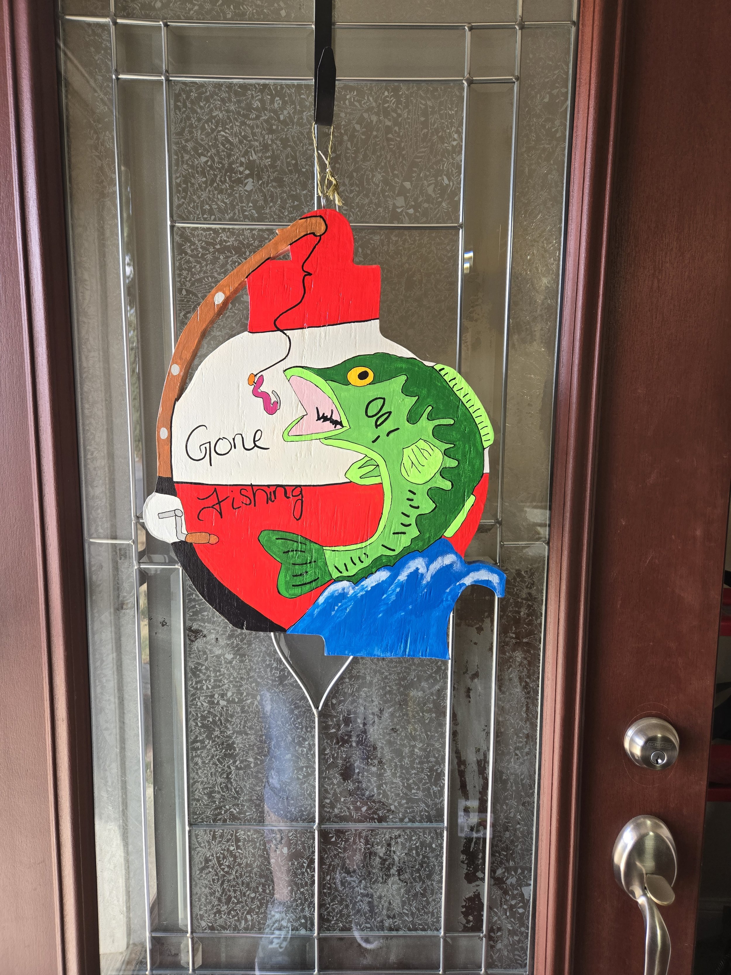 Gone Fishing Handmade Door Hanger
