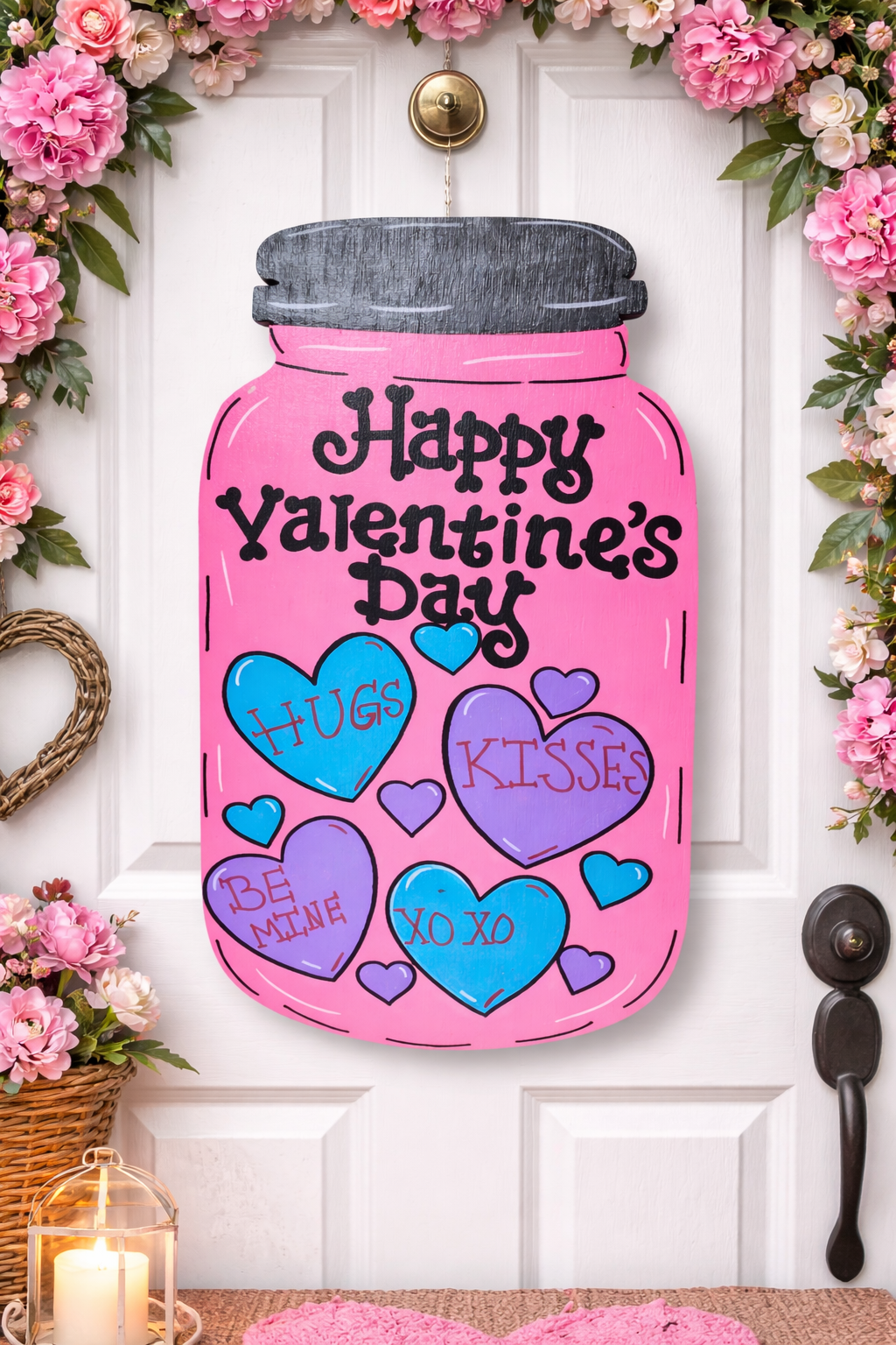 Pink Mason Jar Door Hanger