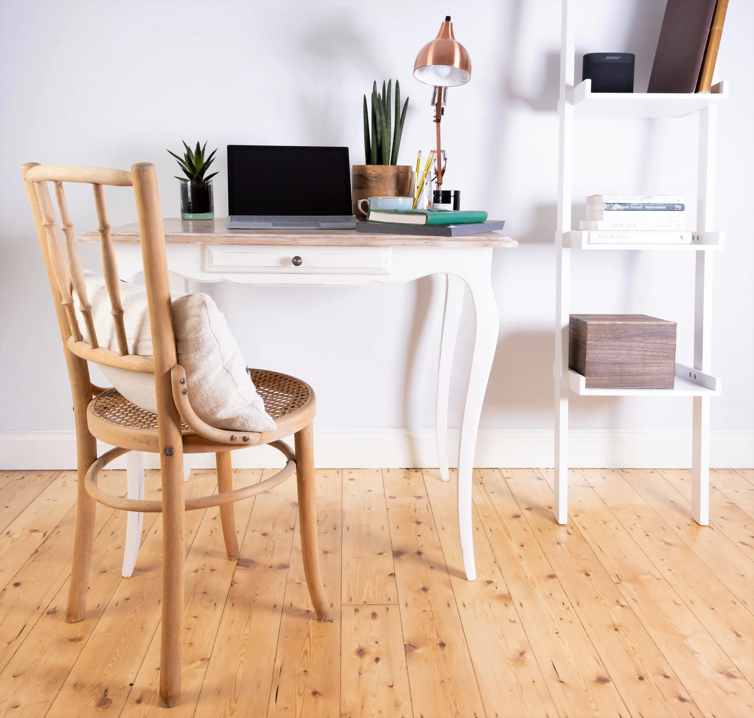 Shabby chic upcycled desk in soft white