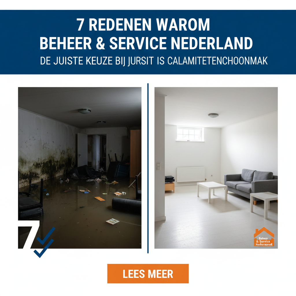 7 Redenen waarom Beheer &amp; Service Nederland de juiste keuze is bij calamiteitenschoonmaak