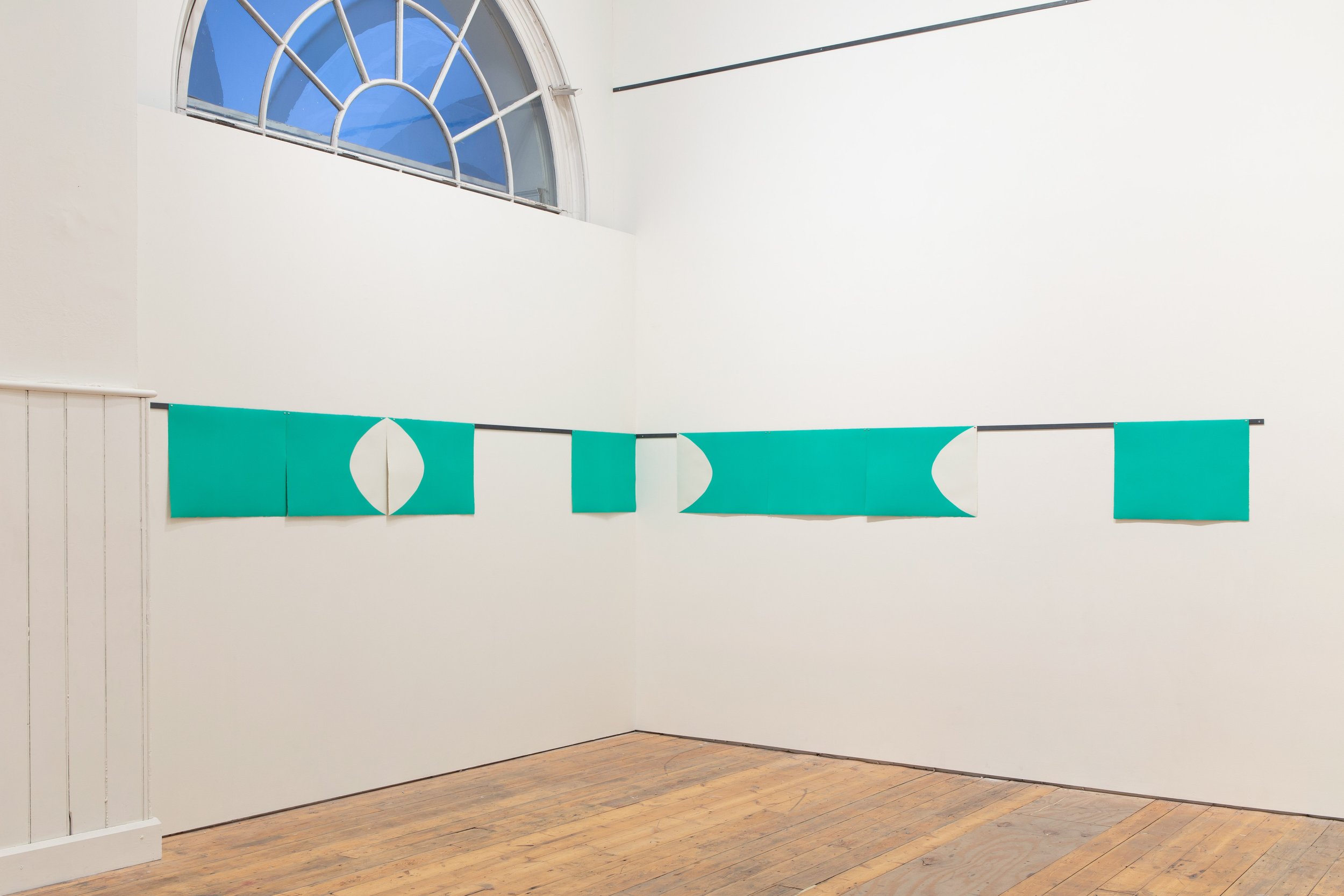 A new moon, 2023, hand printed etching ink on Zerkall paper, steel bars, magnets, 48x712cm (dimensions variable)