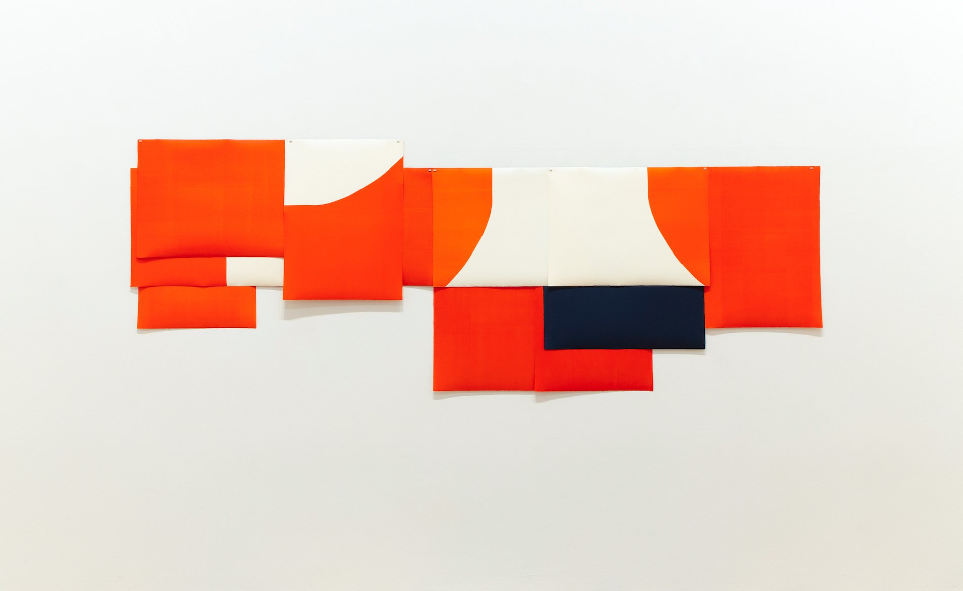 Blueprint (pattern i), 2023, hand printed etching ink on Zerkall paper, steel bars, magnets, 100x276cm (dimensions variable)