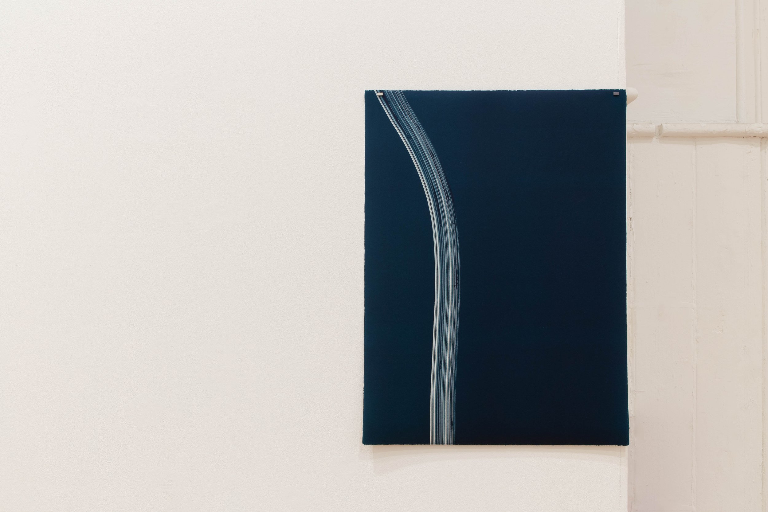 Cornerstone i, 2023, hand printed etching ink on Zerkall paper, steel bars, magnets, 64x48cm