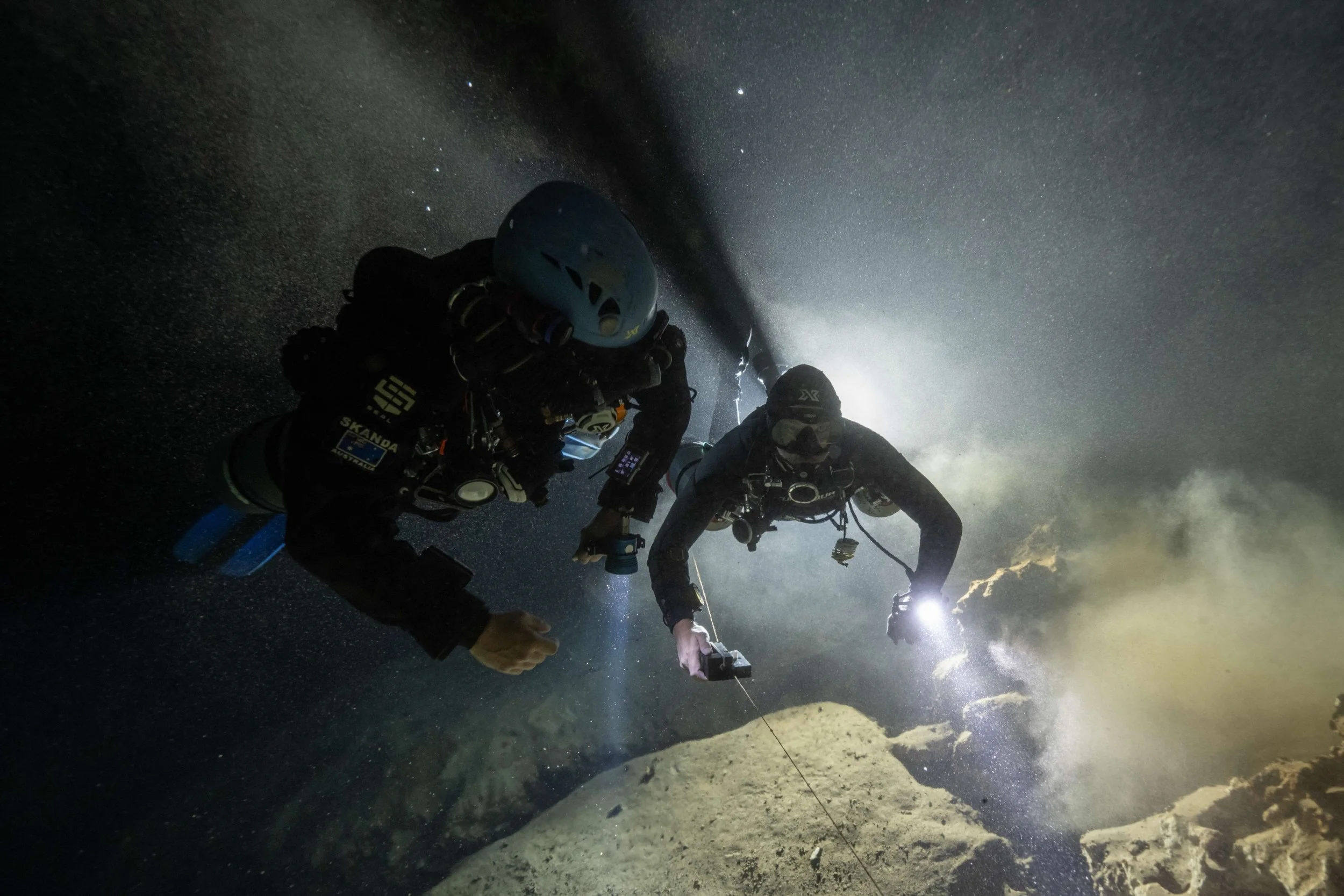 Cave survey in progress with an Mnemo Survey tool