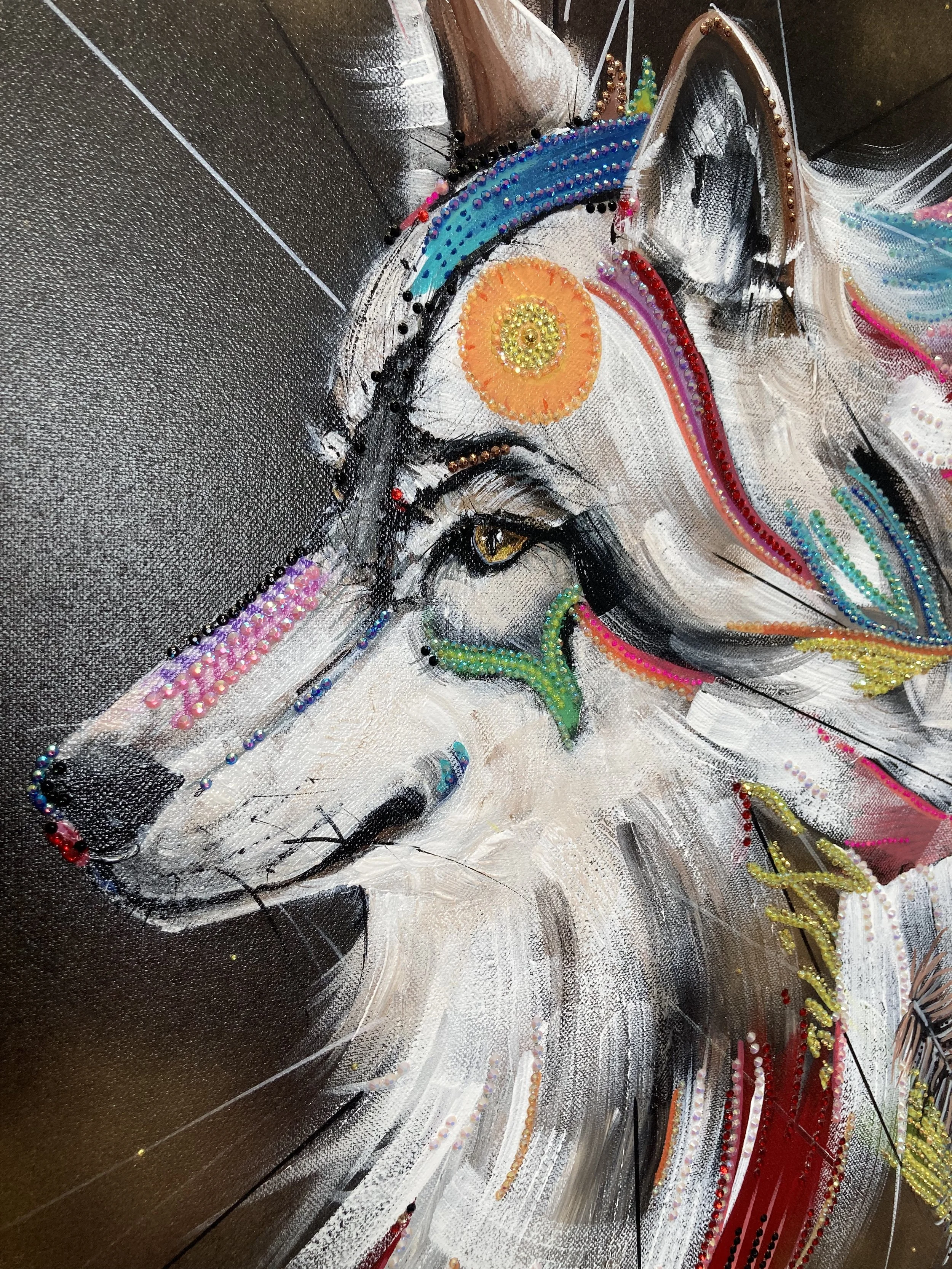 indiana wolf animal thrones Atelier Fanny Fuoco Tableau Peinture Décoration intérieure