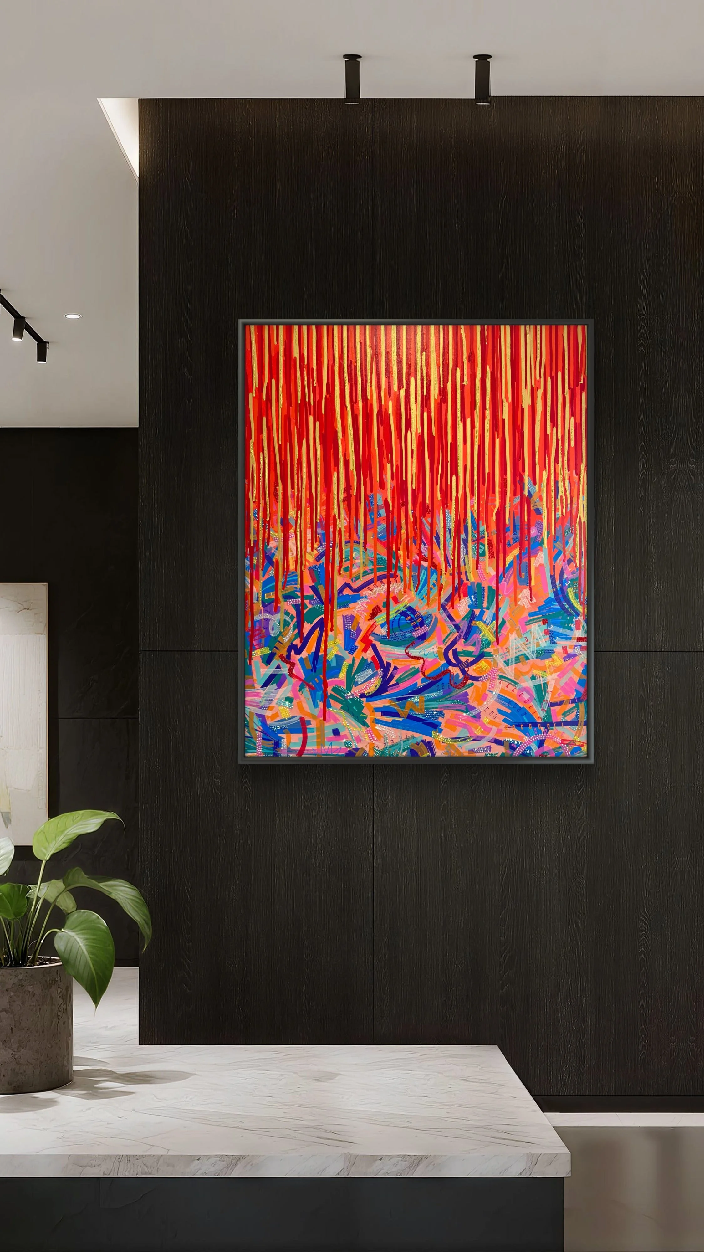 prism red street pop Atelier Fanny Fuoco Tableau Peinture Décoration intérieure