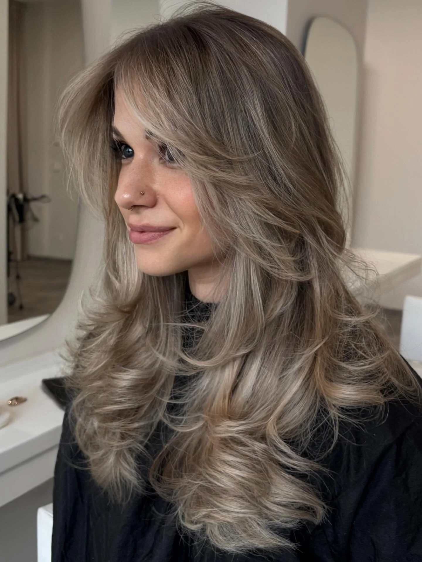 Ashy toned balayage to match the season 🌨️🕯️🤎