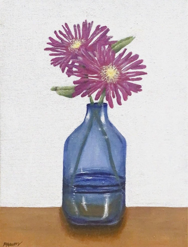 "Purple flowers," acrylic paint, 2022